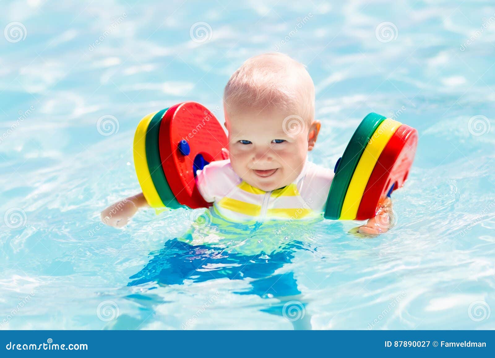 Download Little Baby Boy Playing In Swimming Pool Stock Image ...