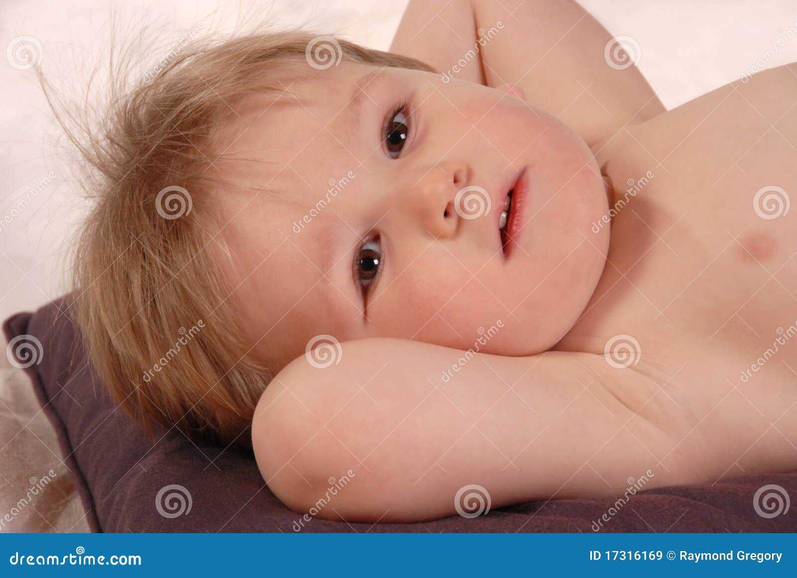 Little Baby Boy Poses for Camera Laying on Pillow Stock Image - Image of  hair, cute: 17316169