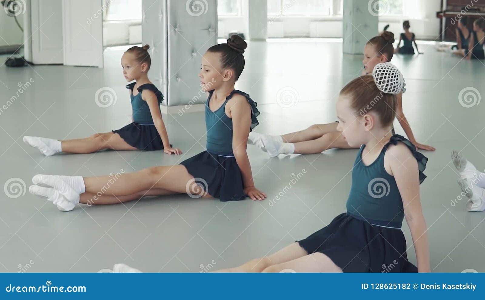 Children In A Dance Lesson Little Girls Sit On The Floor And