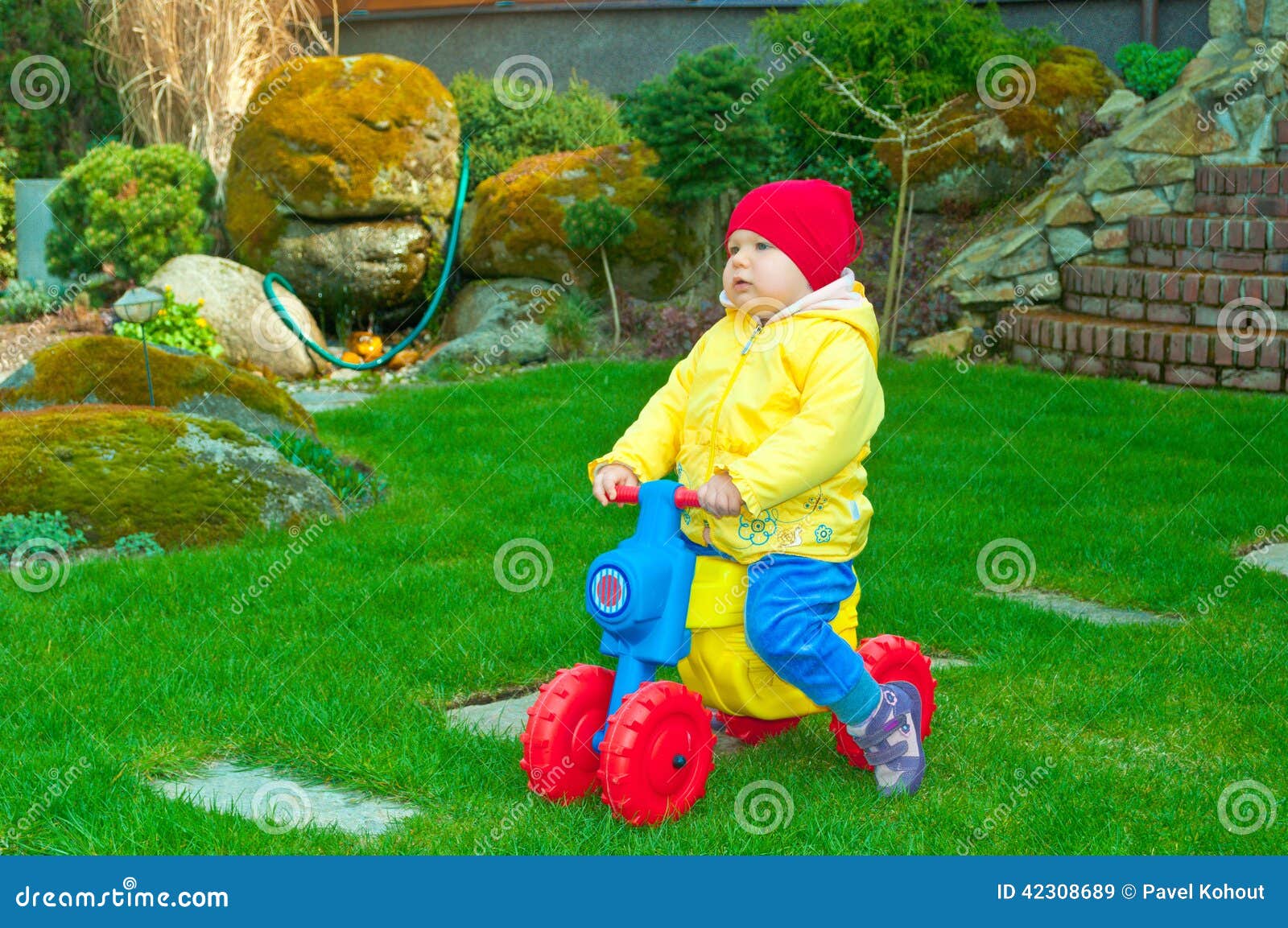 Little biker stock image. Image of riding, biker, cheerful 42308689