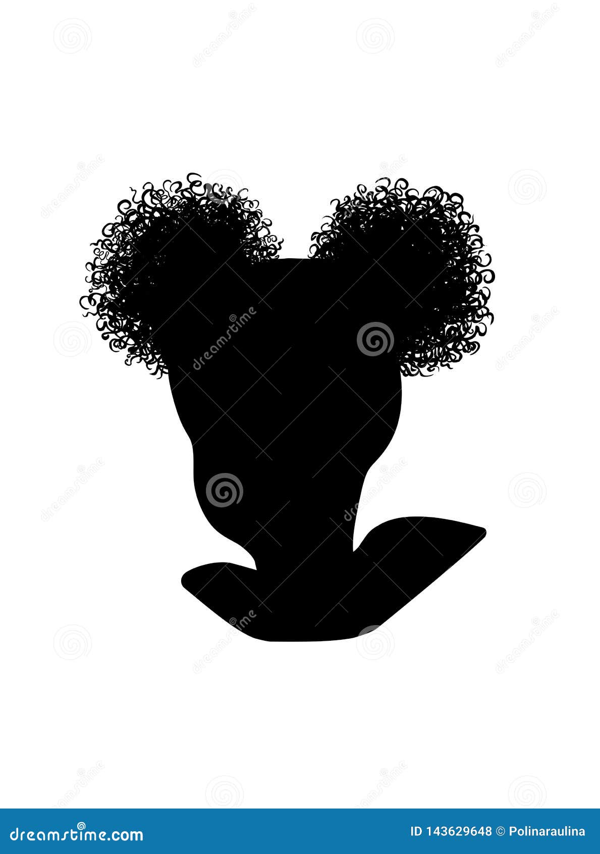 Download Little Black African American Girl Head With Curly Pony Tail Puffs Cricut Vector Silhouette Illustration Stock Photo Illustration Of Business Design 143629648