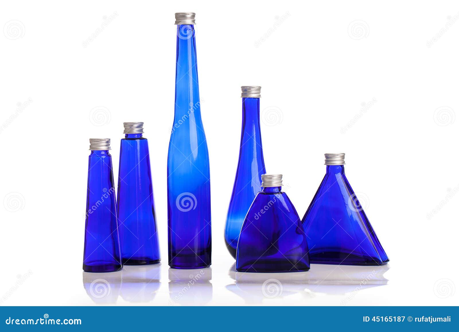 Little Blue Bottles Isolated Stock Image Image of antique, mineral