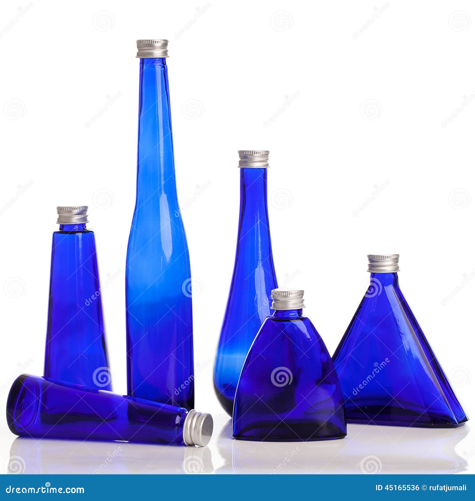 Little Blue Bottles Isolated Stock Photo Image of container, clean 45165536
