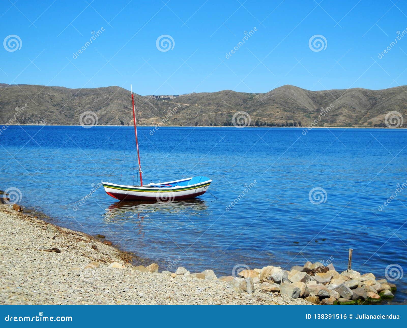 little boat at titicaca lake. bolivia