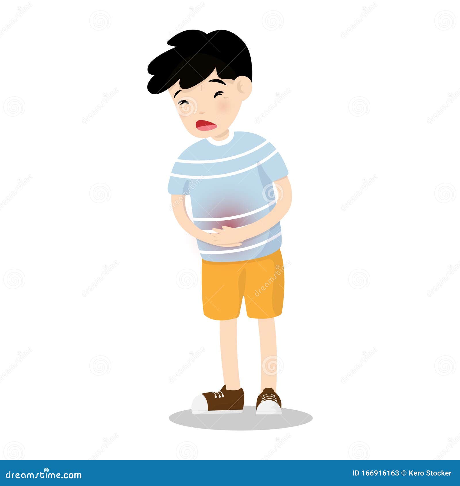 Little Boy Ache or Painful Stomach Isolated on Background. Vector  Illustration in Cartoon Character Flat Style Stock Vector - Illustration of  cramp, ache: 166916163