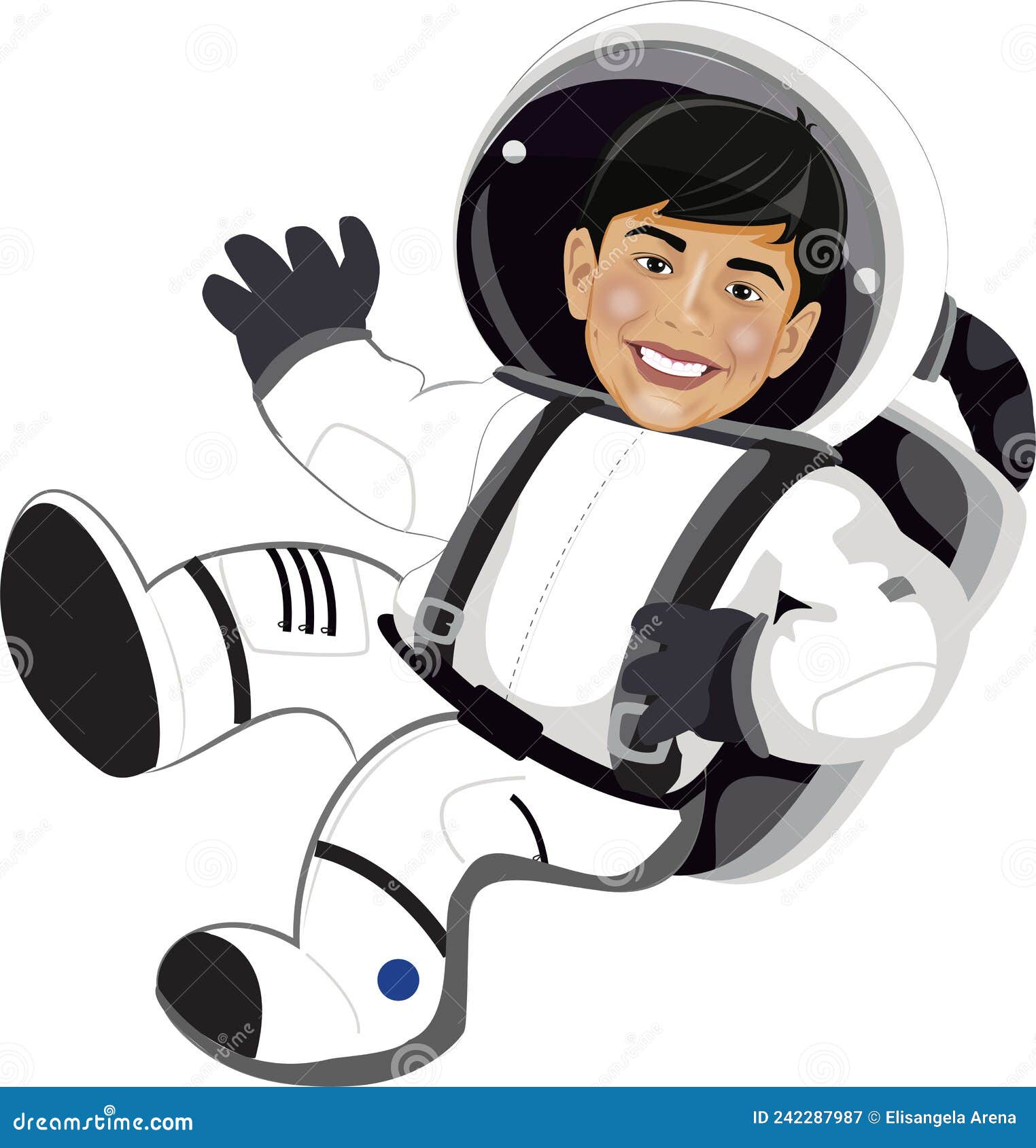 little boy astronaut in the space