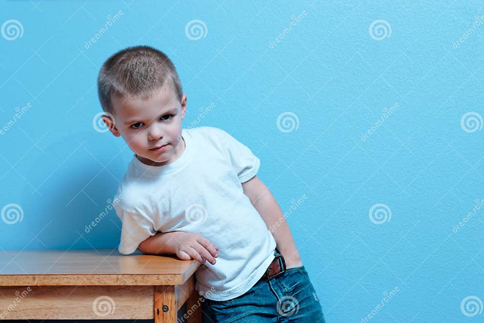 Little Boy Attitude stock image. Image of belt, young 2623045