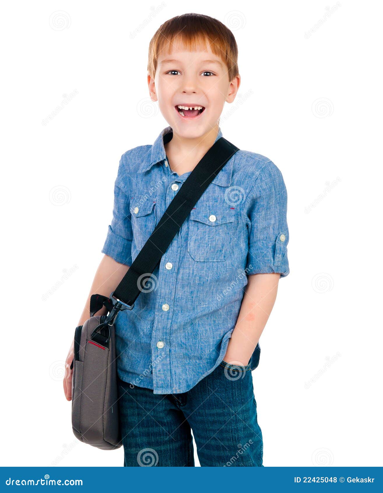Little boy with bag stock photo. Image of cute, people 22425048