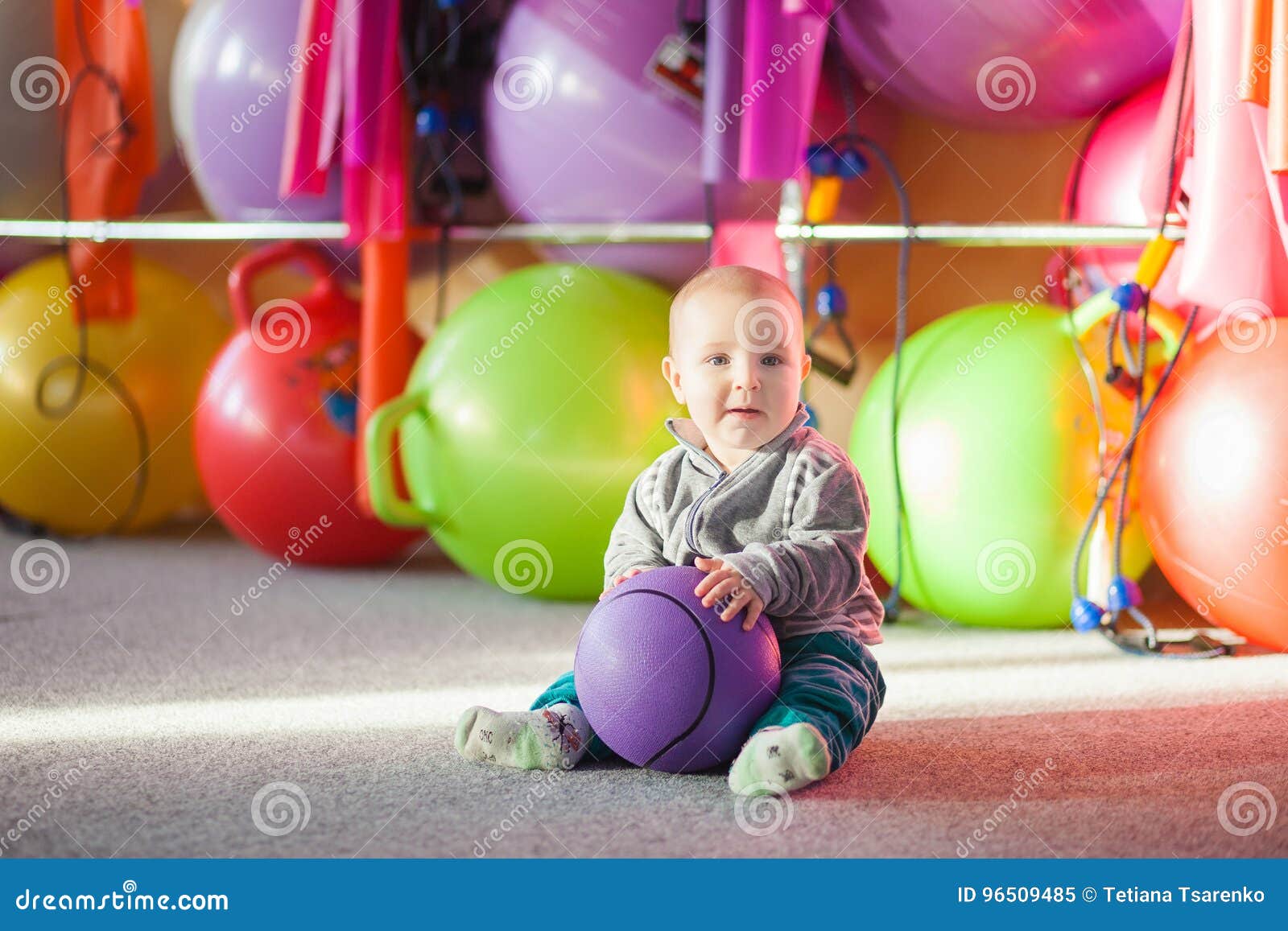 Little Boy with a Ball in the Gym Stock Image Image of leisure