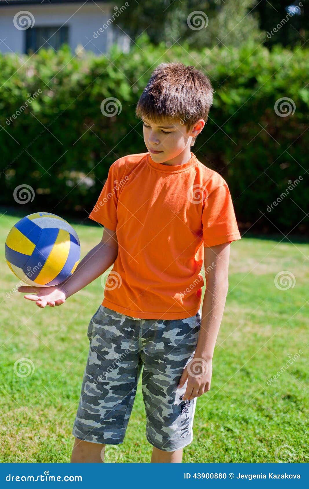 Little boy with ball stock photo. Image of childhood 43900880