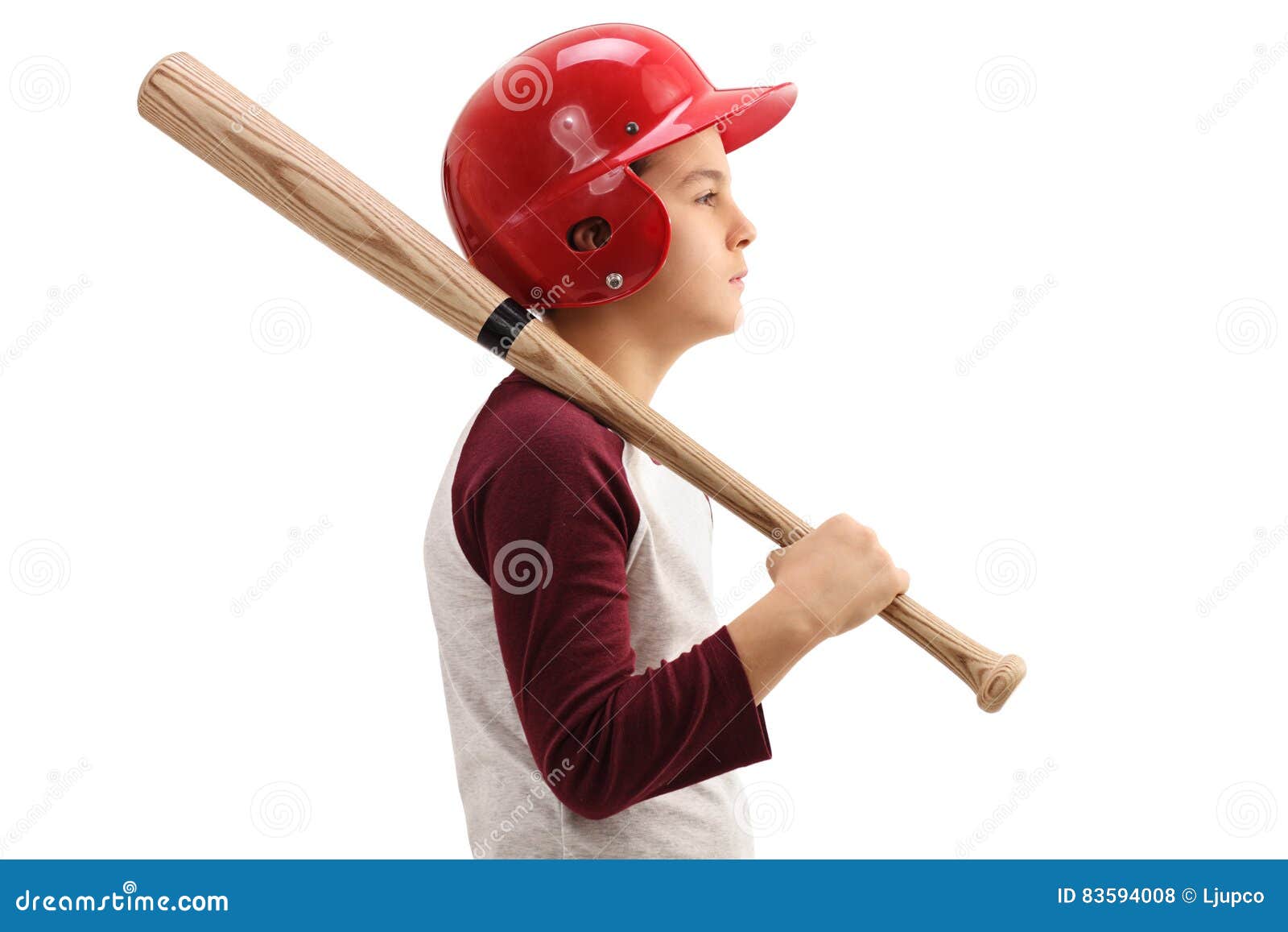 Little Boy with a Baseball Bat and a Helmet Stock Photo Image of