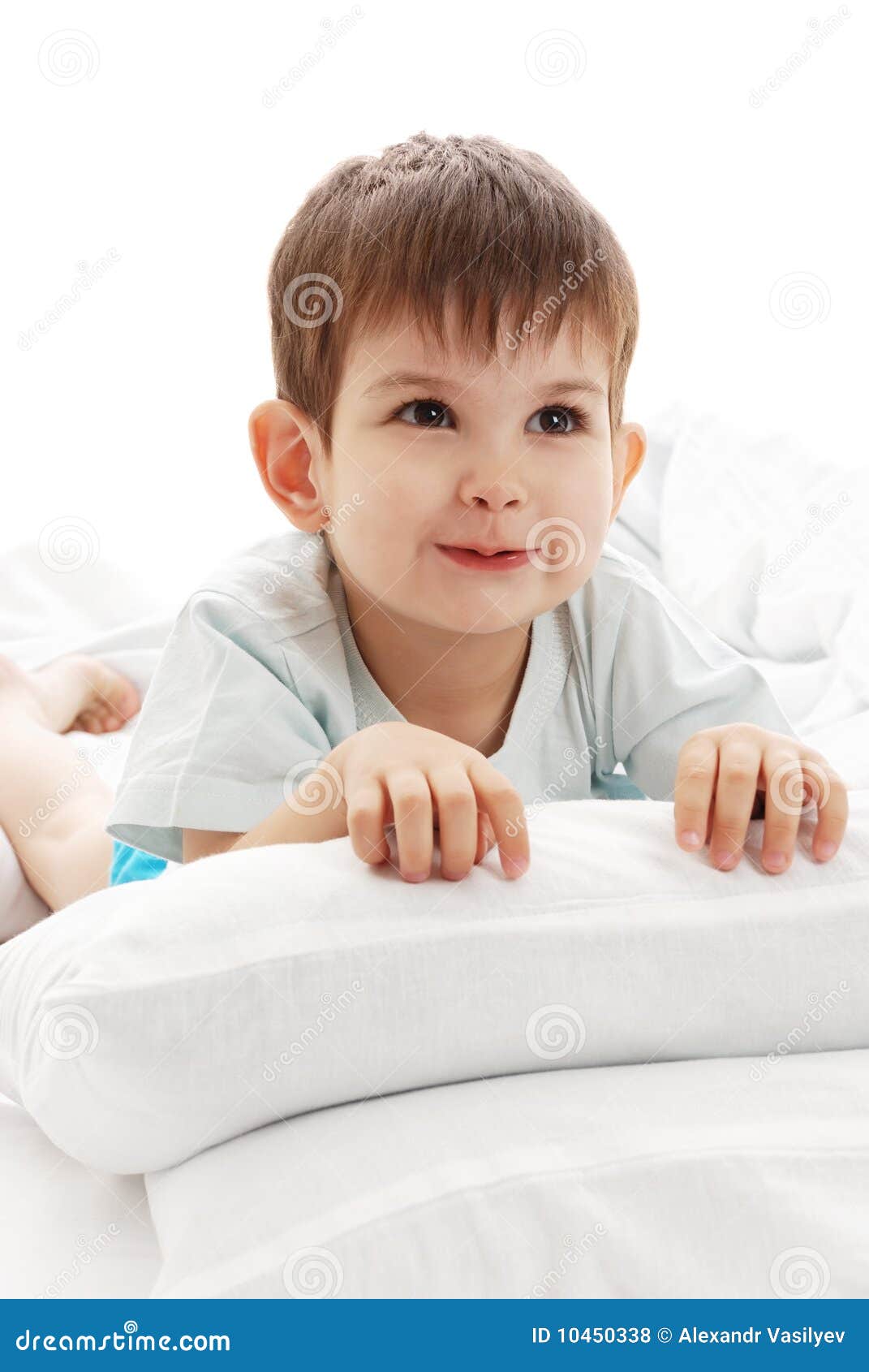 The little boy on a bed stock photo. Image of child, tranquil 10450338