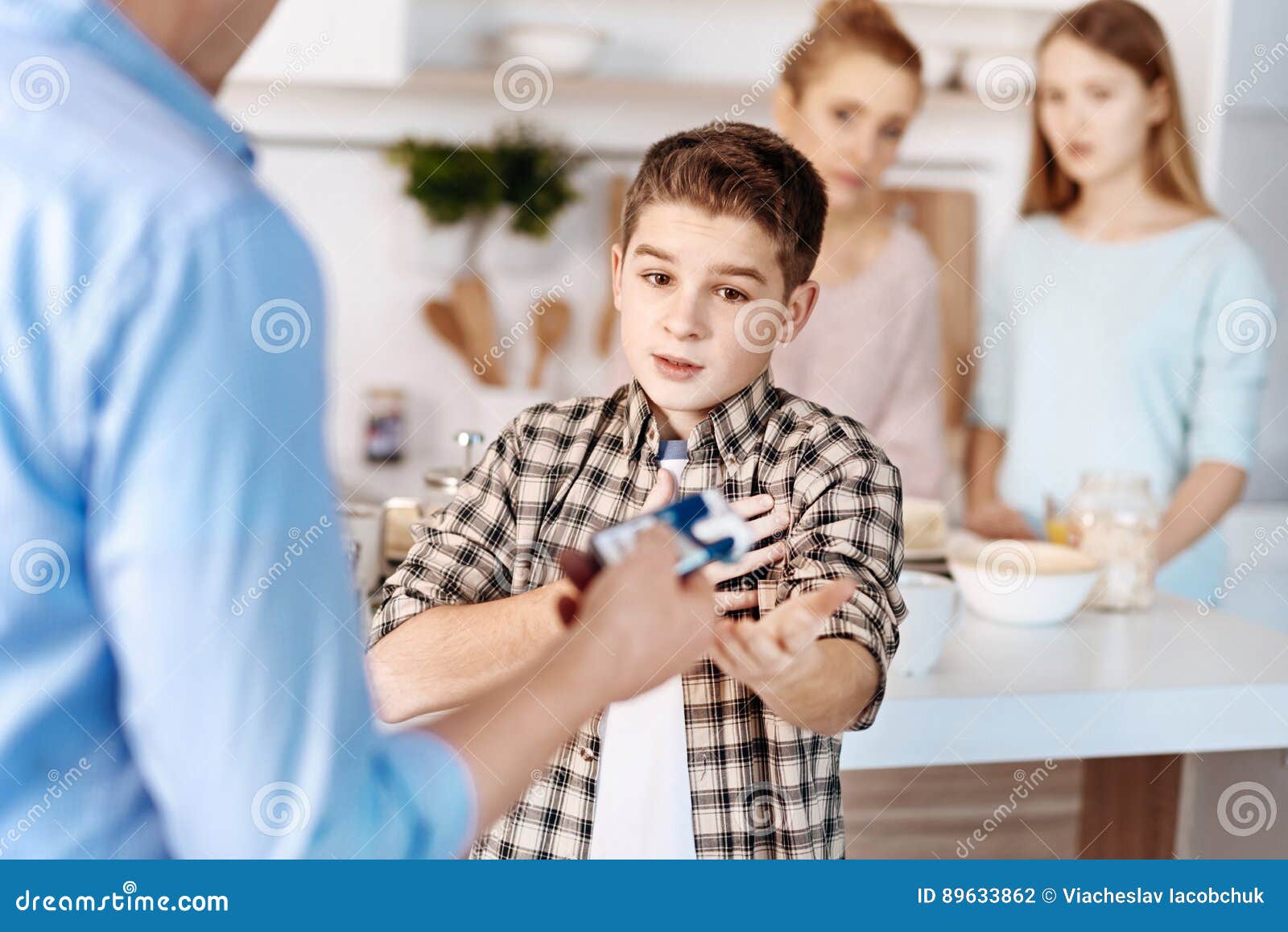Little Boy Being Punished For Smoking Stock Photo Image