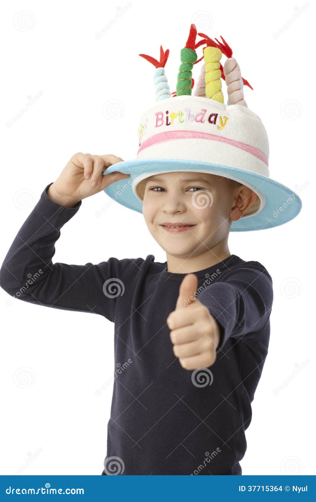Little Boy in Birthday Hat Smiling Happy Stock Photo Image of good