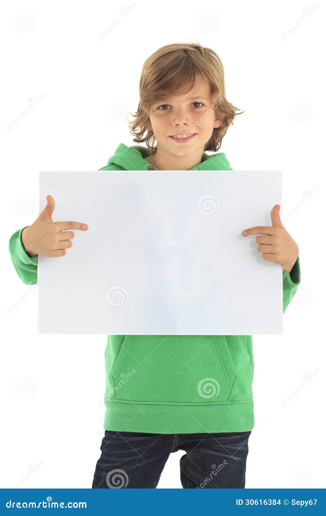 Little Boy with a Blank Sign Stock Photo - Image of copy, color: 30616384