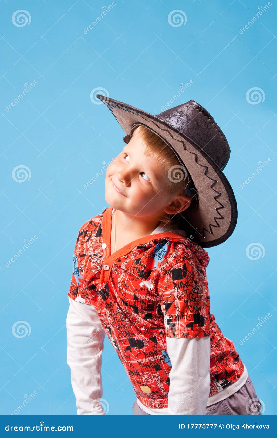 Little Boy on a Blue Background Stock Image Image of survey, merry