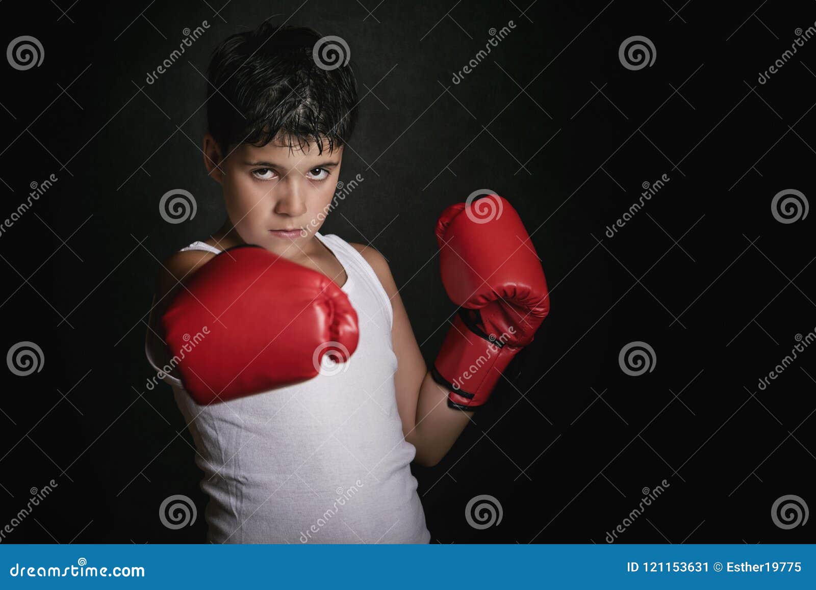 Little Boy with Boxing Gloves Stock Image - Image of fight, expression ...