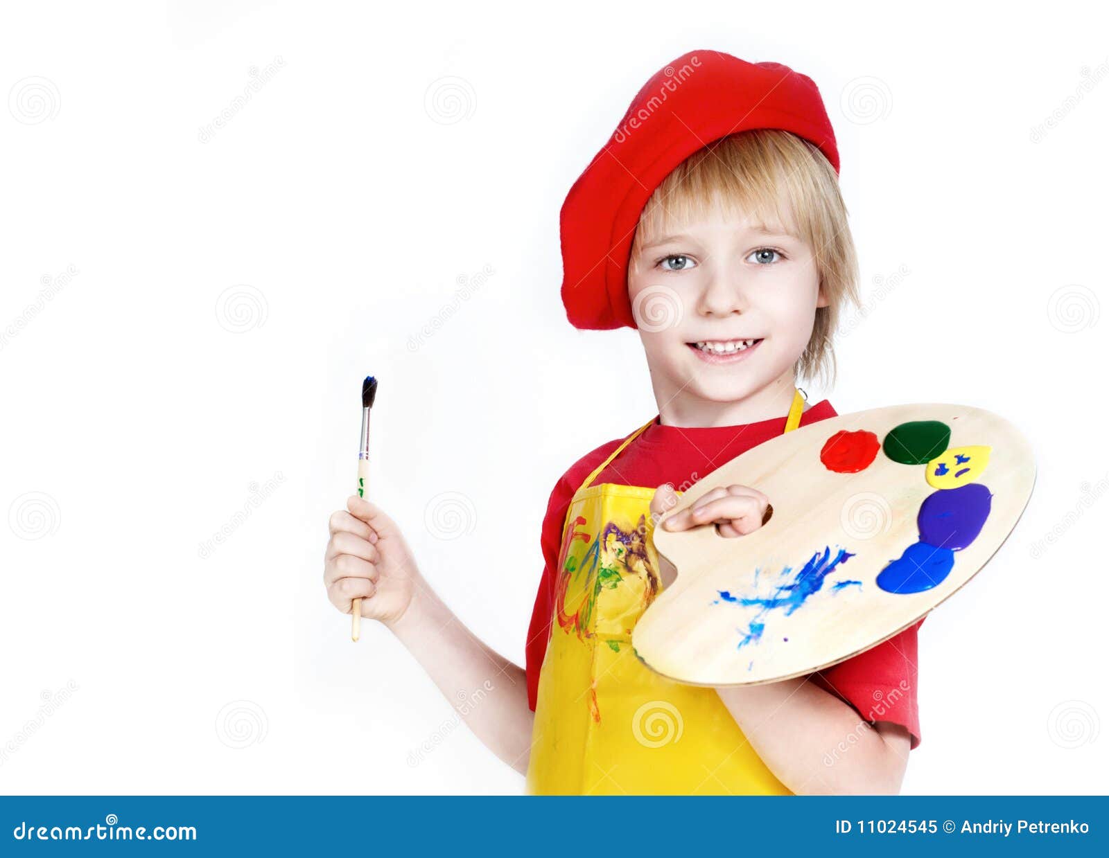 Little Boy With Brush And Artist's Palette Royalty Free Stock Photo