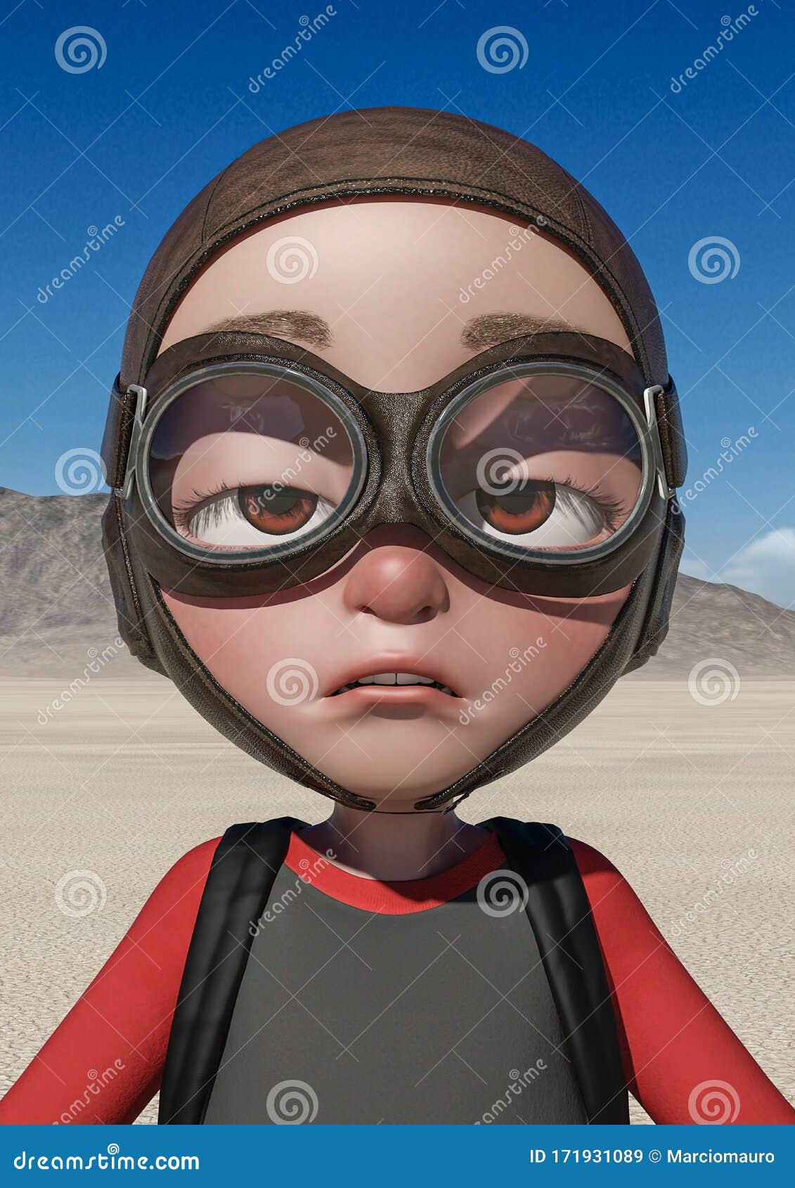 Little Boy Cartoon Doing a Depressed Expression Stock Illustration