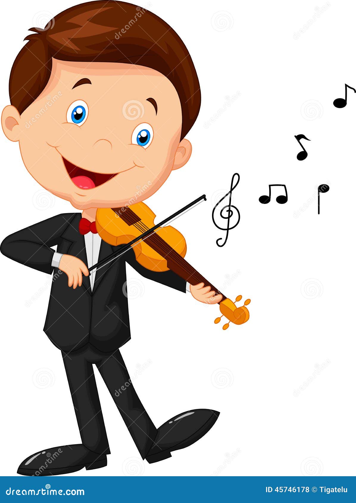 Little Boy Cartoon Playing Violin Stock Vector Illustration of play
