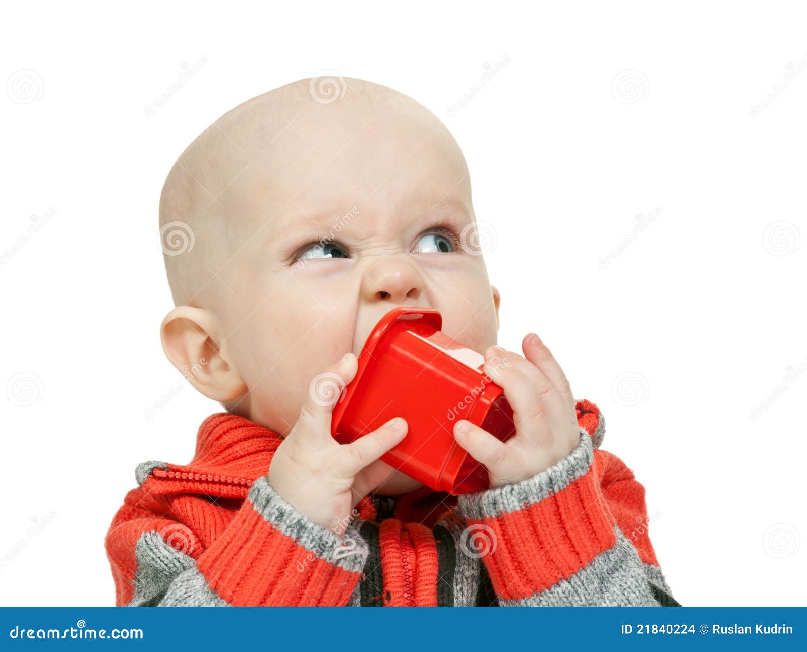 Little Boy Chewing On A Plastic Pyramid Stock Images Image 21840224