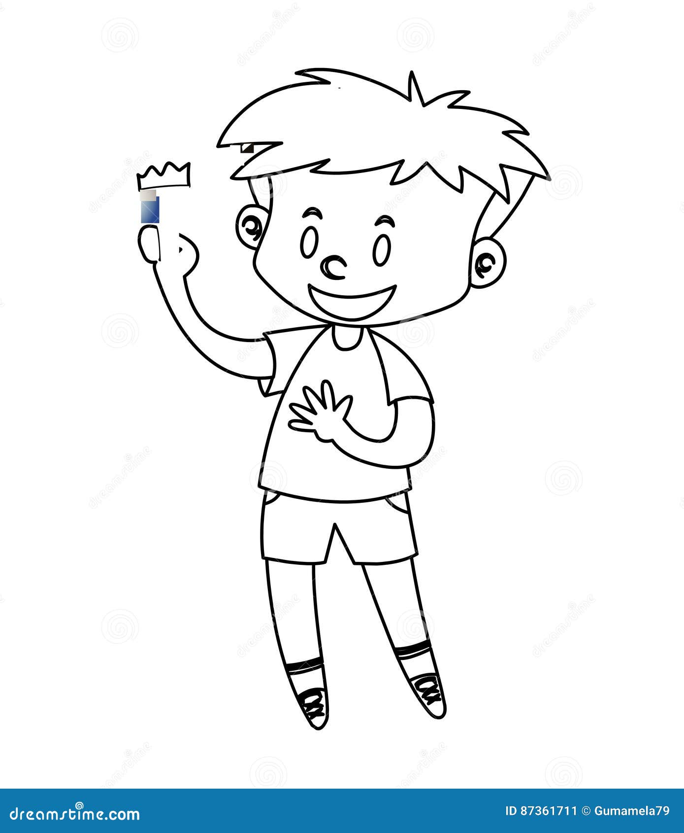 Little boy coloring page stock illustration. Illustration of ...