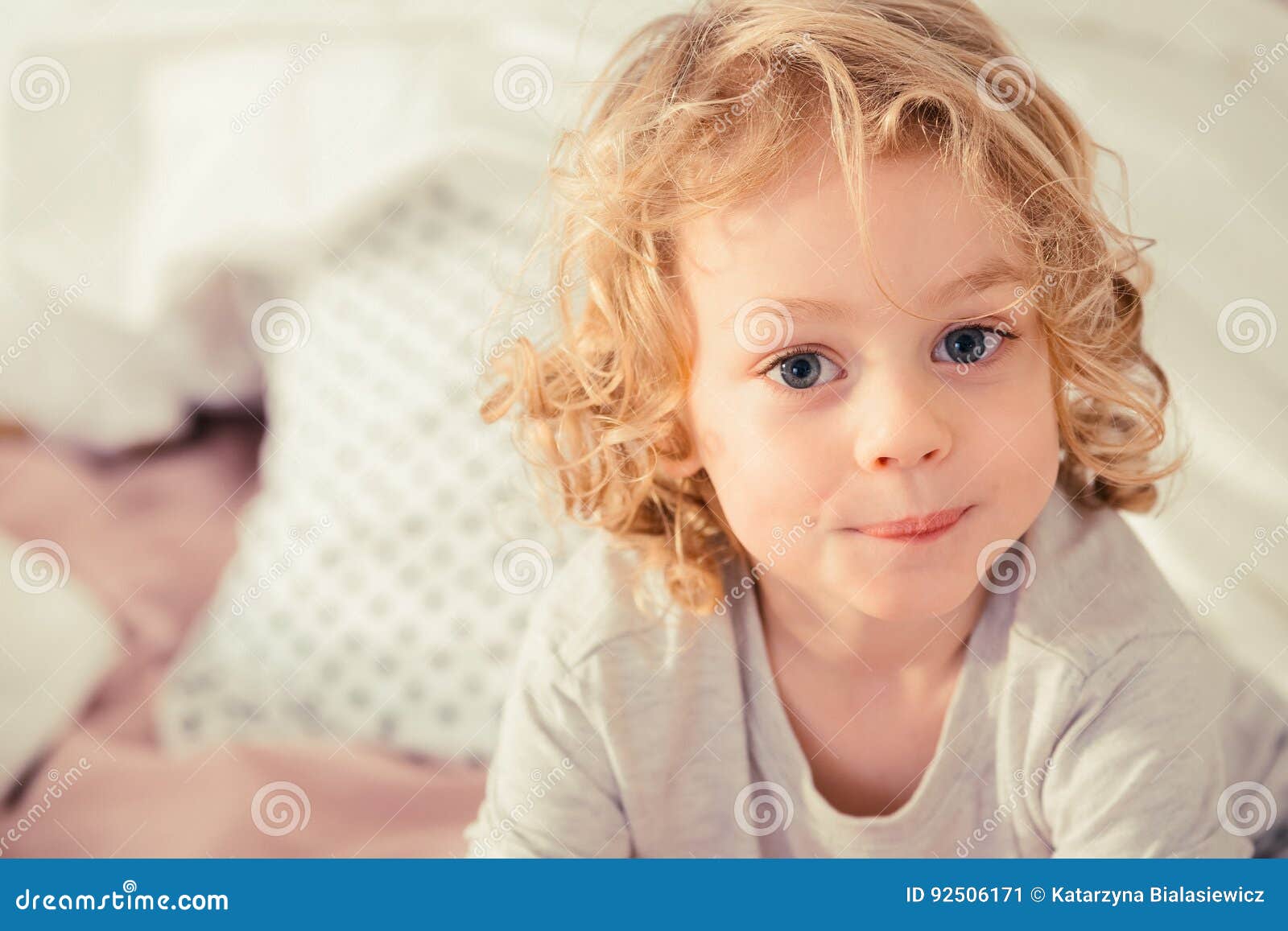 Little Boy With Curly Hair Stock Image Image Of Blonde 92506171