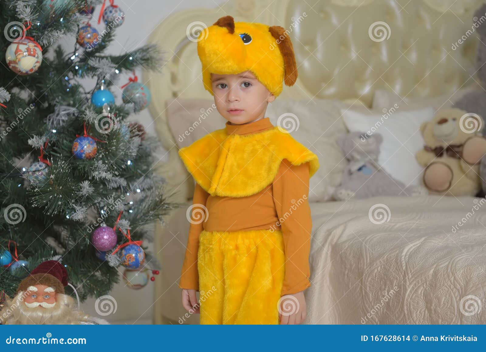 Boy in Dog Costume at Christmas Stock Photo Image of baby, cute 167628614