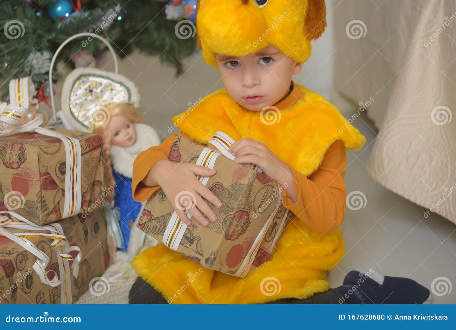 Boy in Dog Costume at Christmas Stock Photo Image of fancy, caucasian