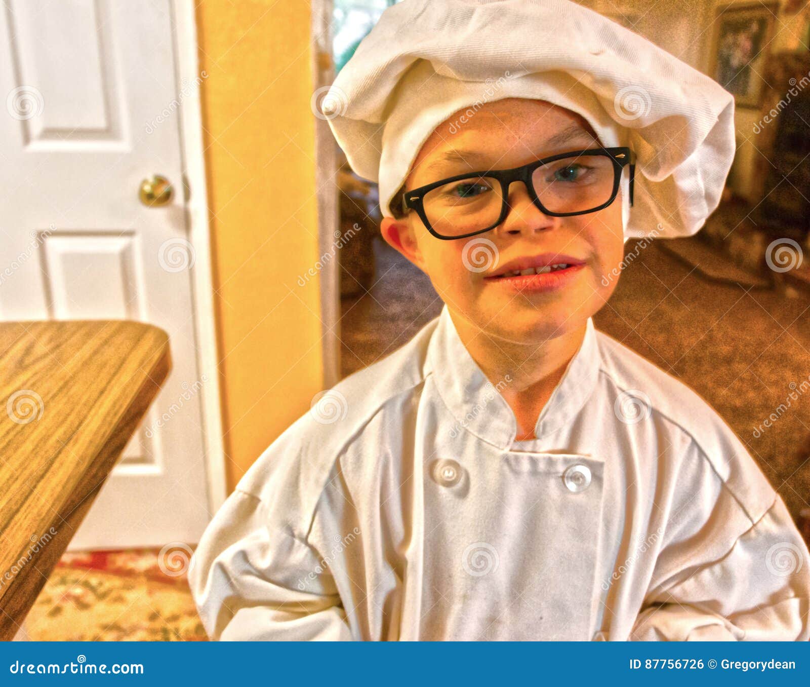 Little Boy with Downs Syndrome Dressed As a Chef Stock Photo Image of