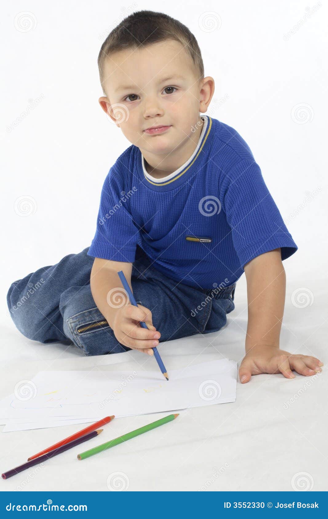 Little Boy Drawing Picture. Image: 3552330