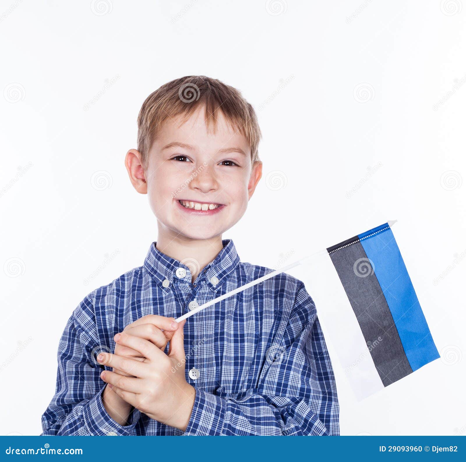 a little boy with estonian flag