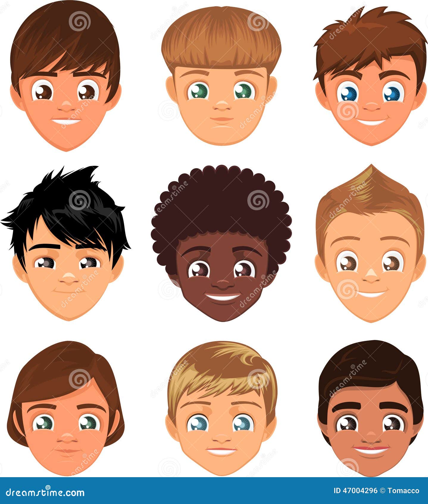 Little boy faces stock illustration. Image of african 