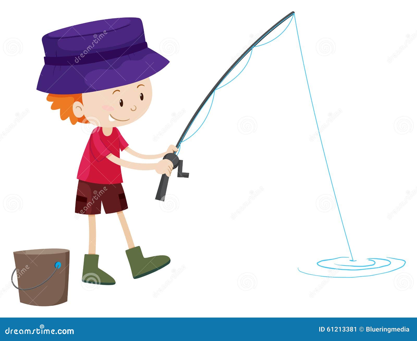 Download Little boy fishing alone stock vector. Illustration of ...