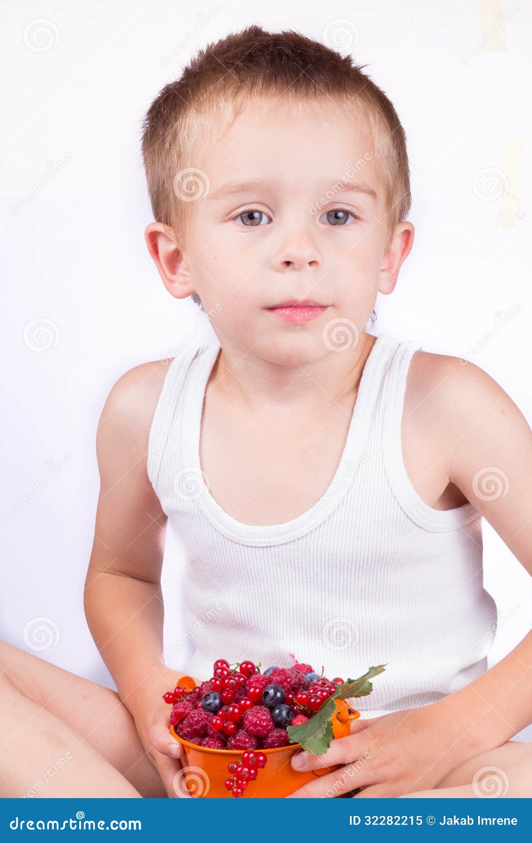 Little Boy with Fresh Berries Stock Image Image of cute, fresh 32282215