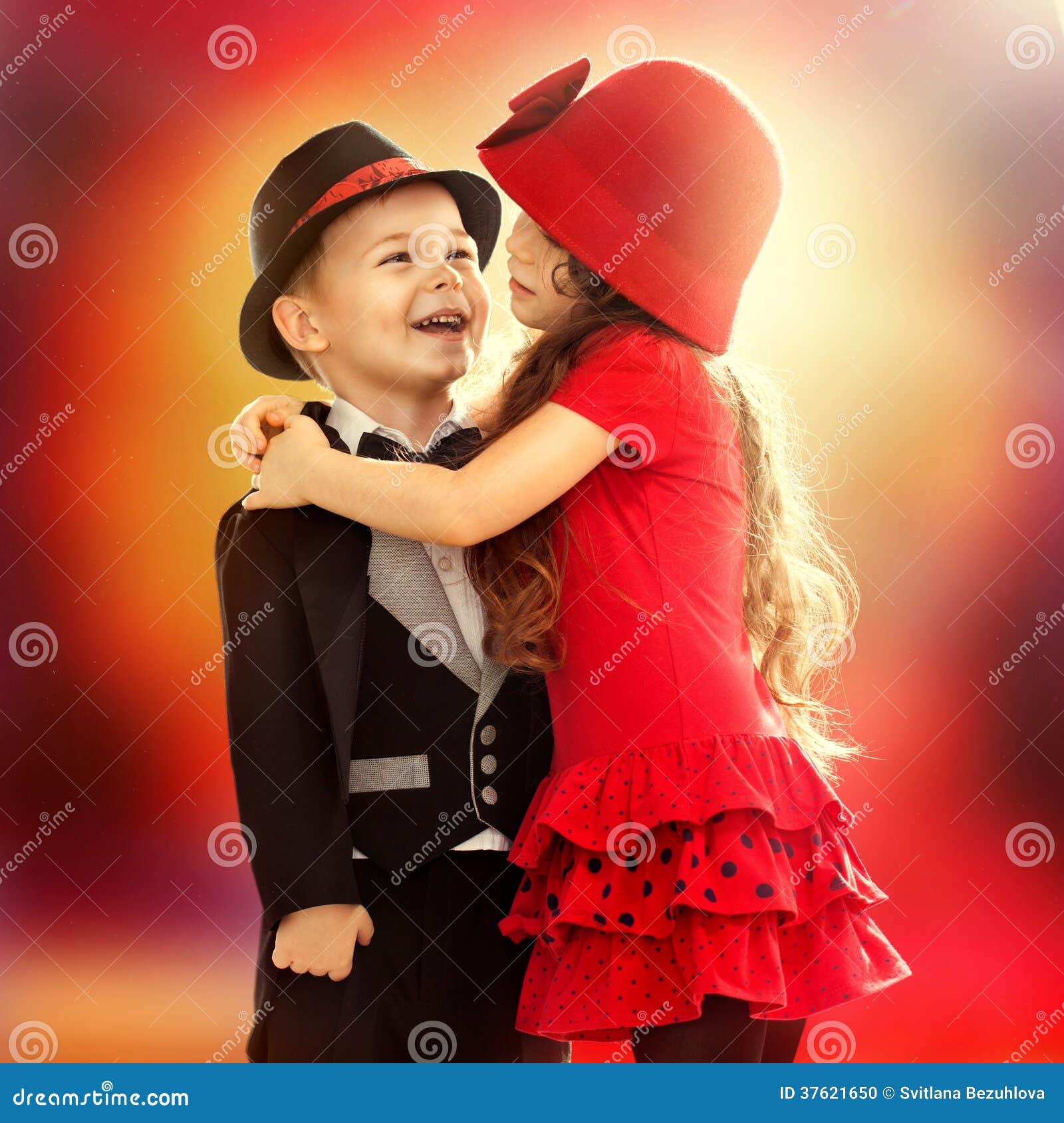 Little Boy and Girl Hugging Stock Photo - Image of beauty ...