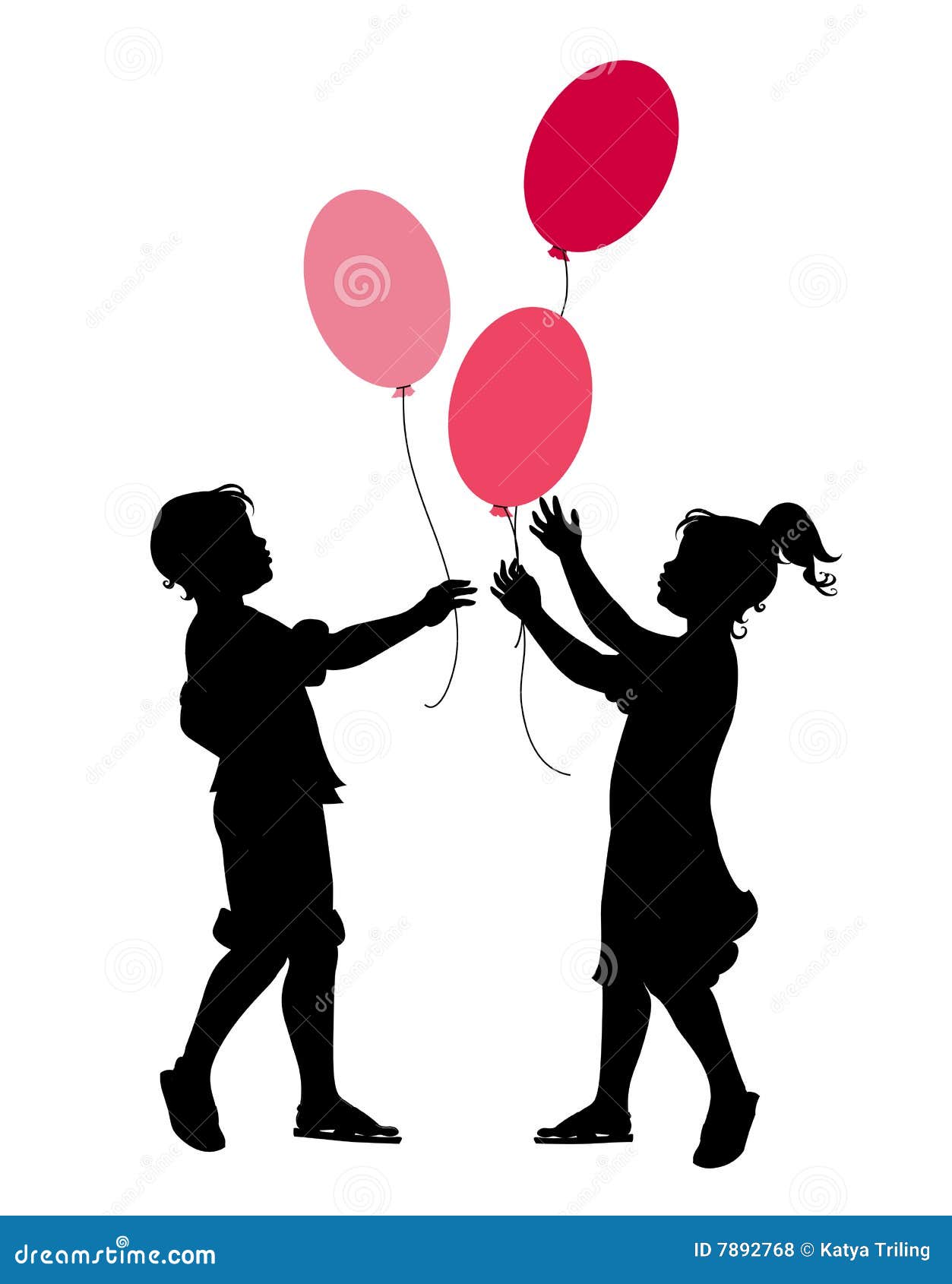 The Little Boy and Girl Playing with Balloons Stock Vector Illustration of love, enjoyment