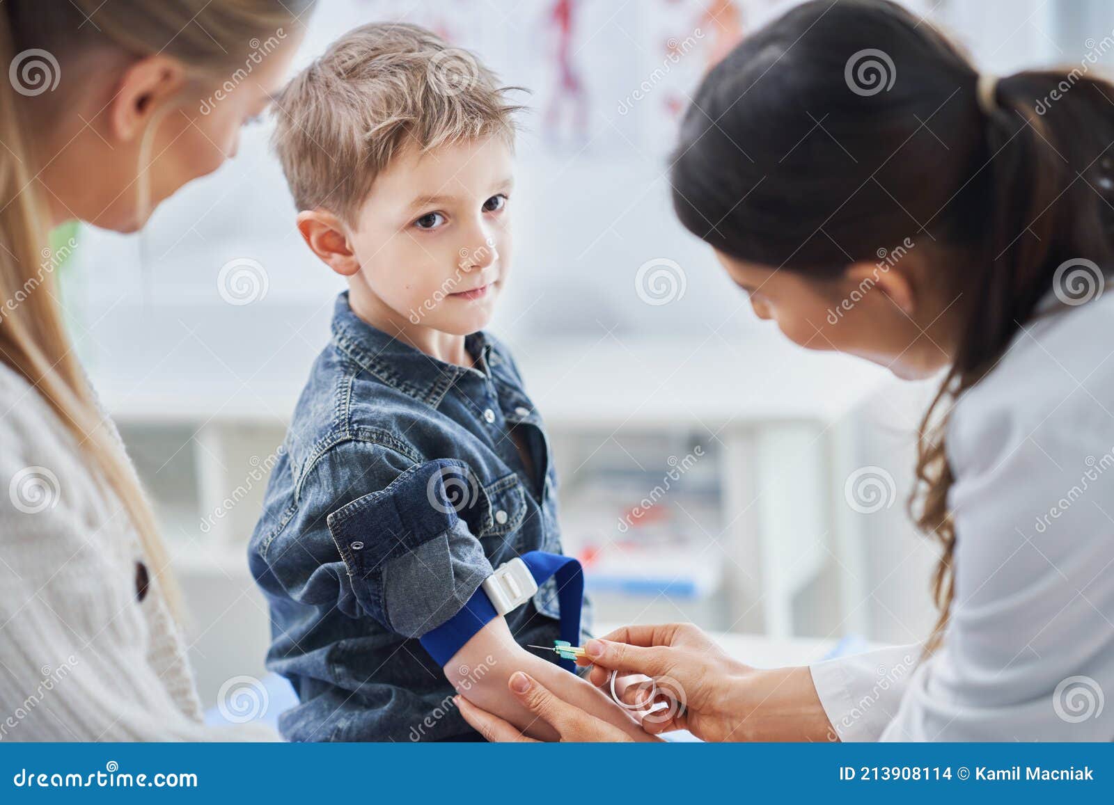 Little Boy Having Blood Sample Drawn in a Lab Stock Photo Image of
