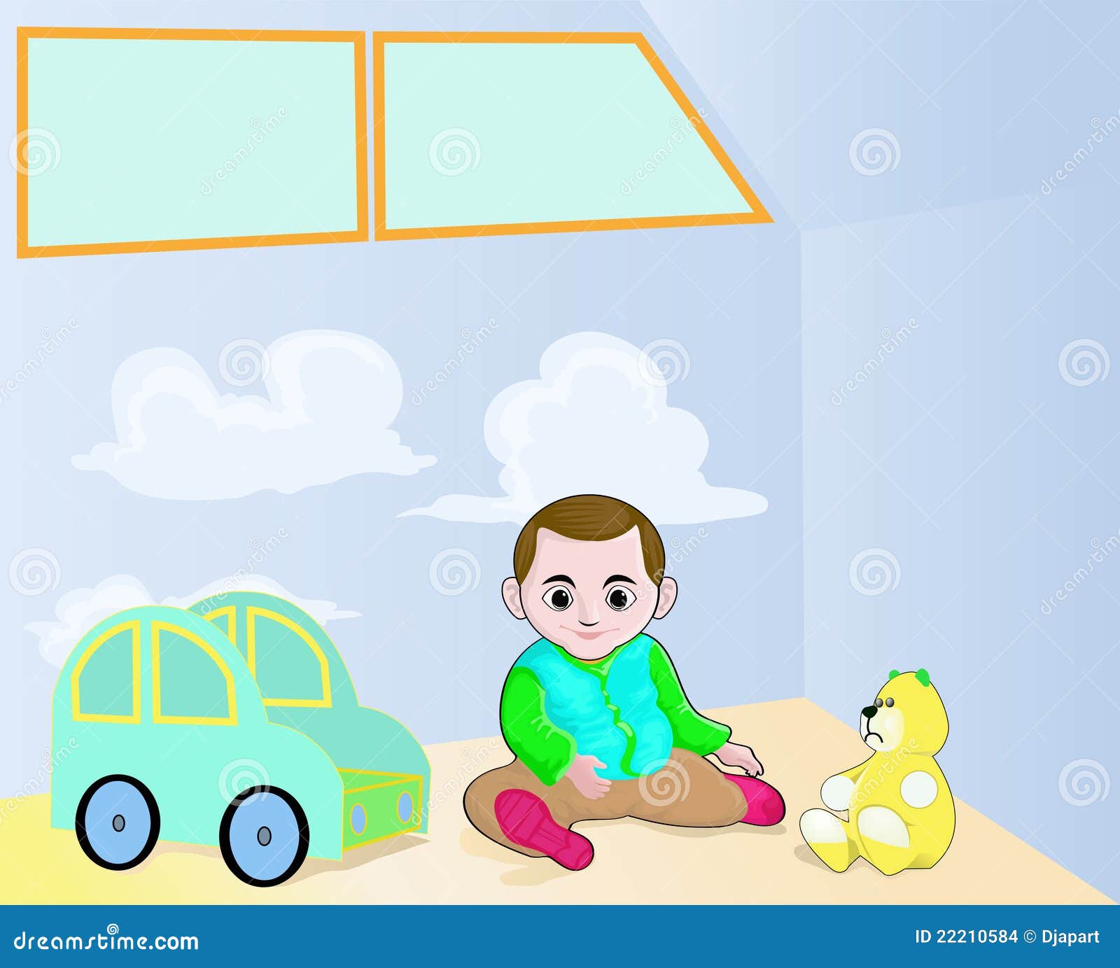 Little boy and his toys stock vector. Illustration of building 22210584