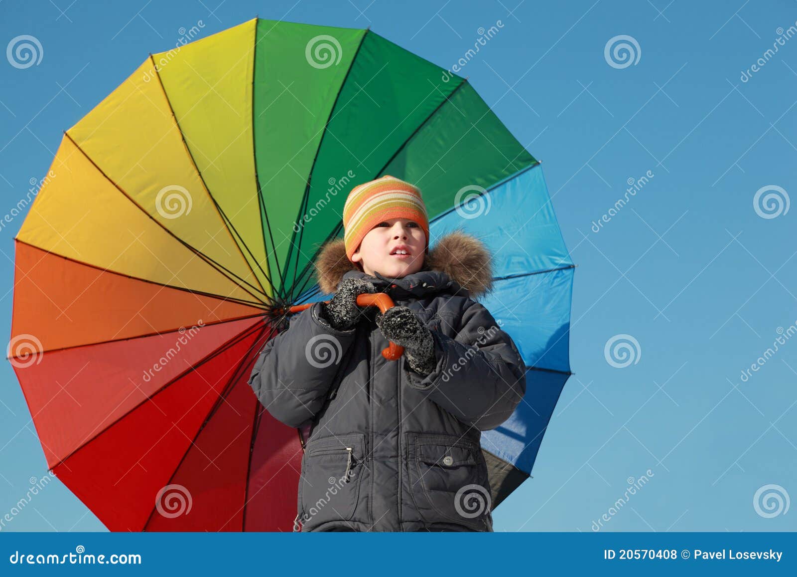 Little Boy Holding Umbrella at Outside Stock Photo Image of scene, season 20570408