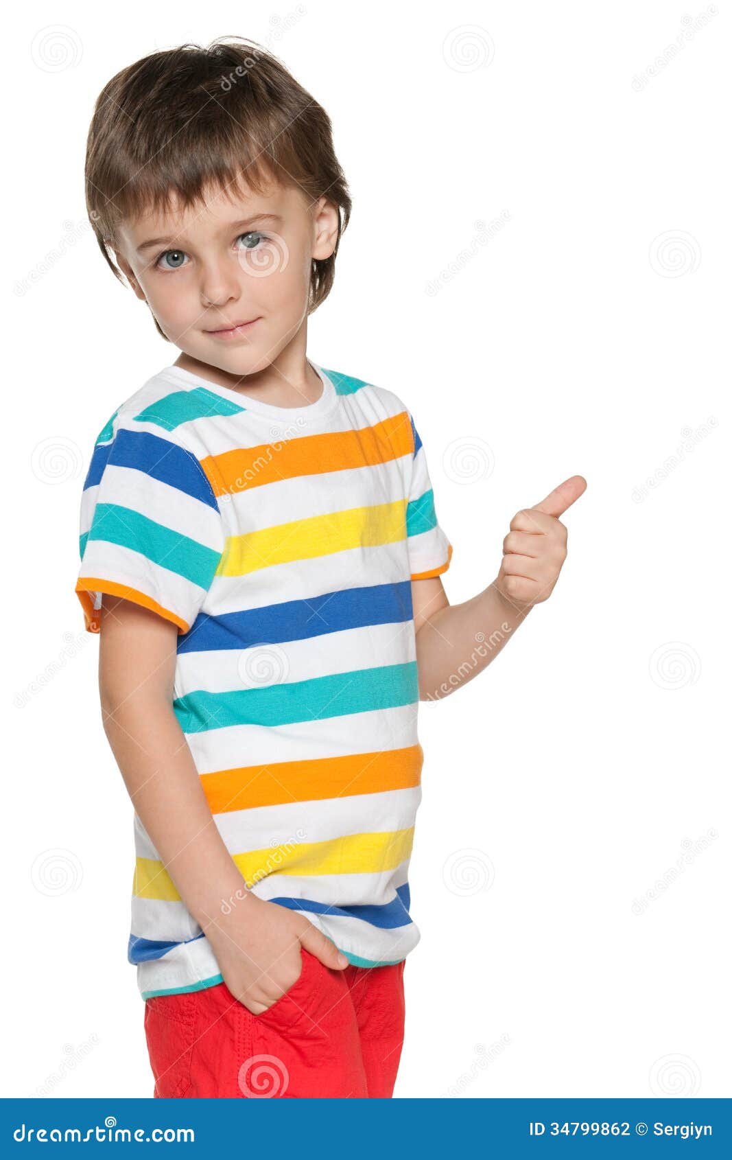 Boy Holds His Thumb Up Boy Holds His Thumb Up And Back Stock Photo Image