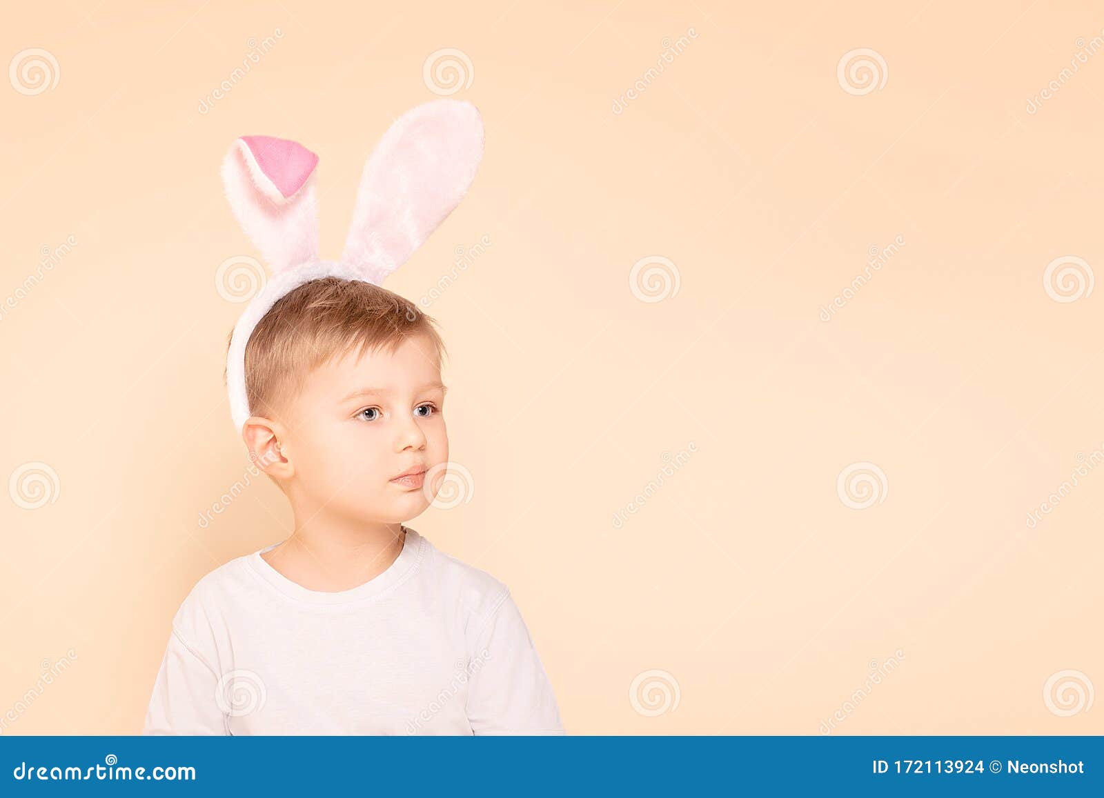 Little Boy Kid Wearing Easter Bunny Ears Stock Photo - Image of ...