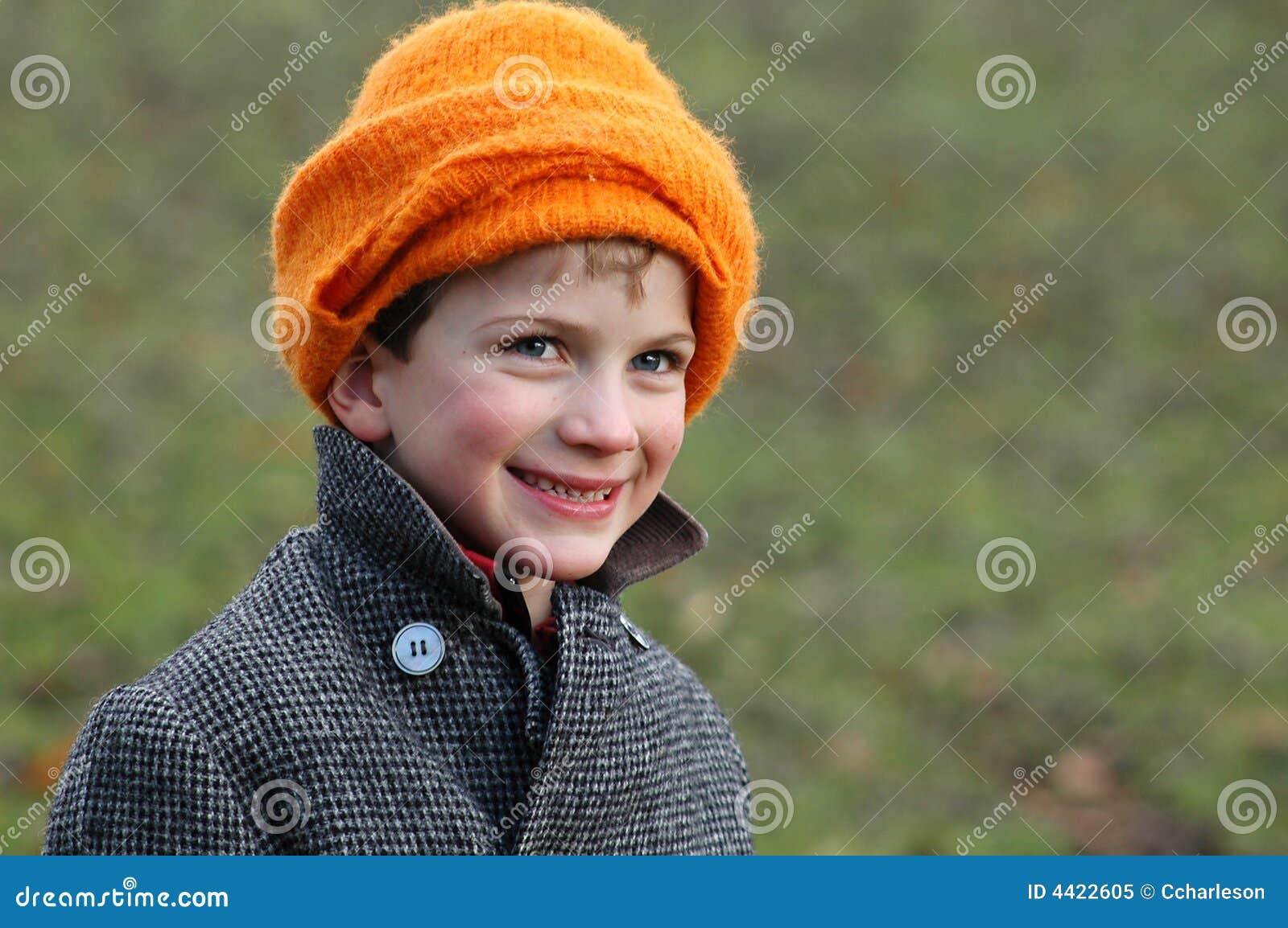 Little Boy in Orange Woollen Hat Stock Image Image of innocent, adorable 4422605