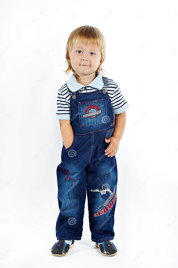 The little boy in overalls stock image. Image of pocket 11954263