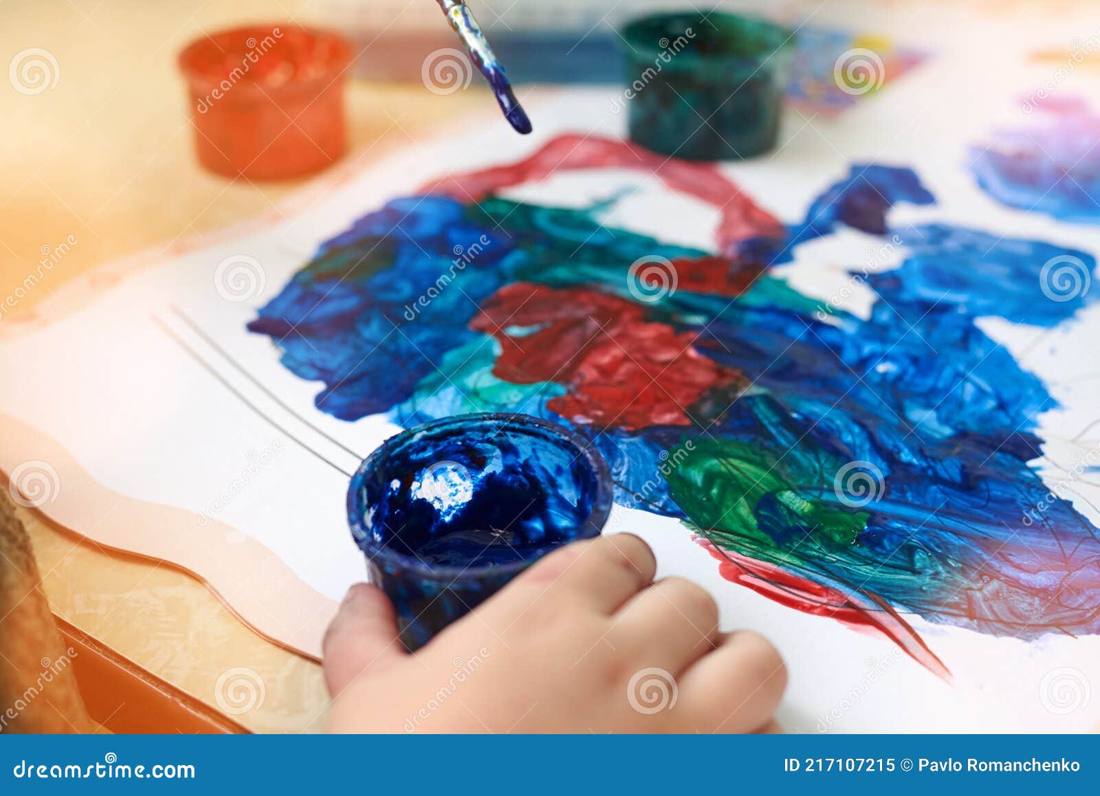 A Little Boy Paints with Gouache Coloring Stock Image - Image of child ...