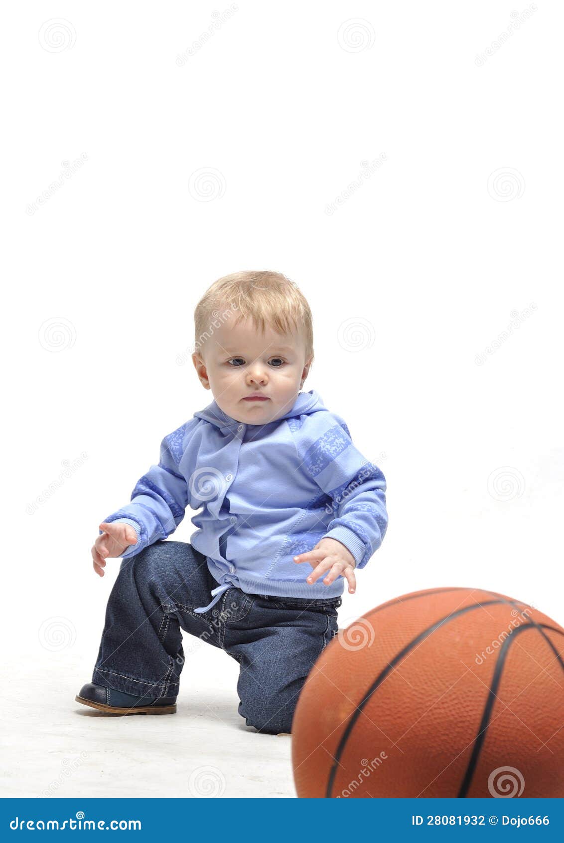 Little Boy Plaing with Basketball Ball in Studio Stock Photo Image of