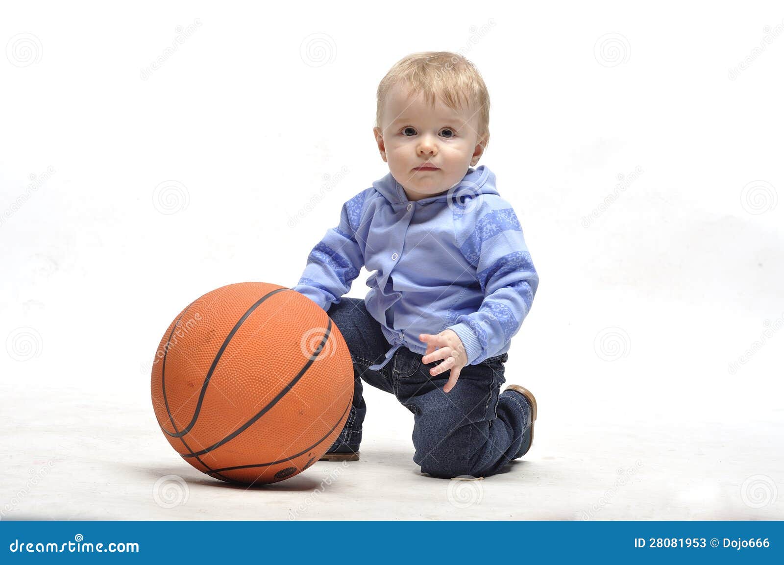 Little Boy Plaing with Basketball Ball in Studio Stock Image Image of