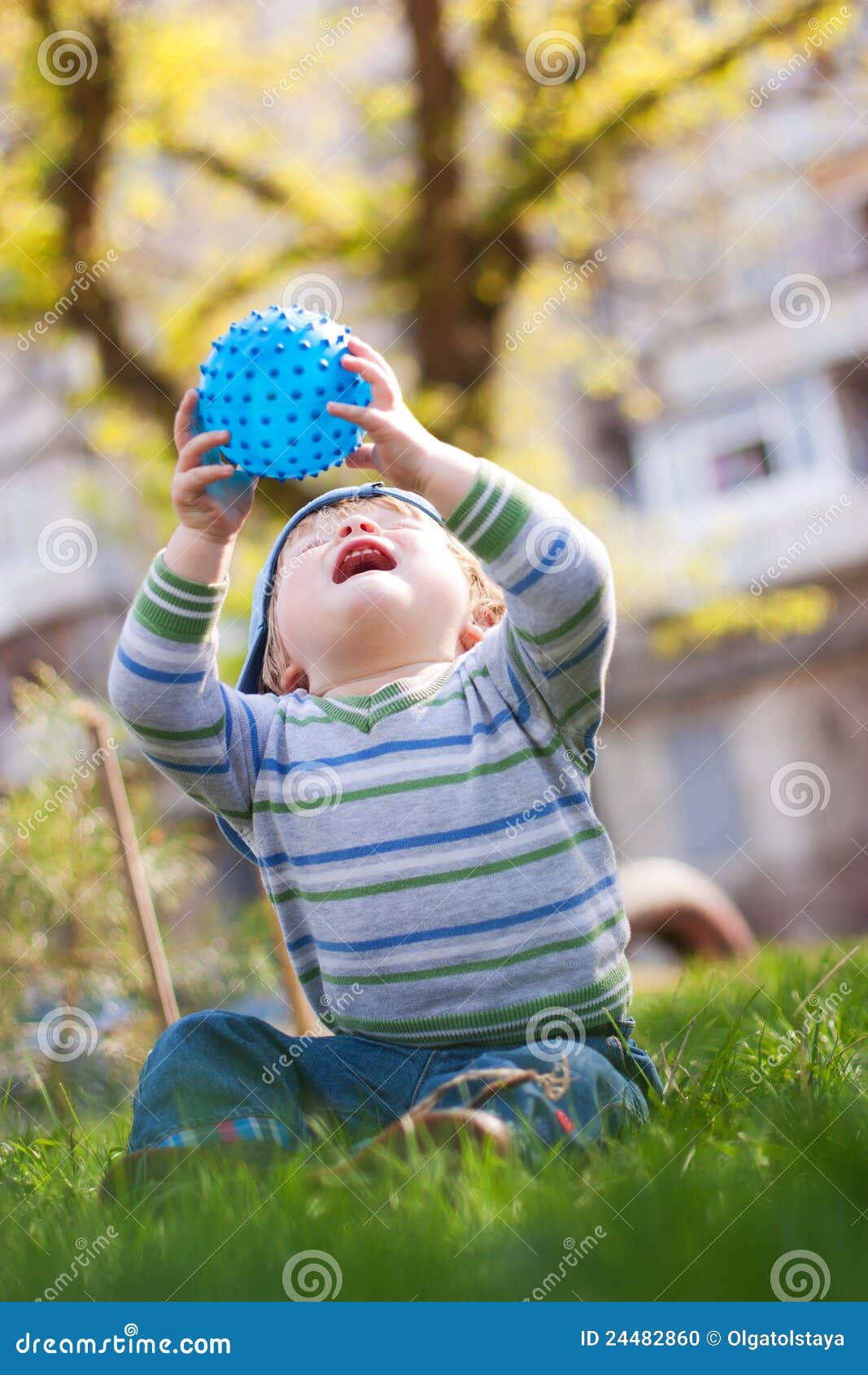 Little Boy Playing with Ball Stock Photo Image of learning, colors