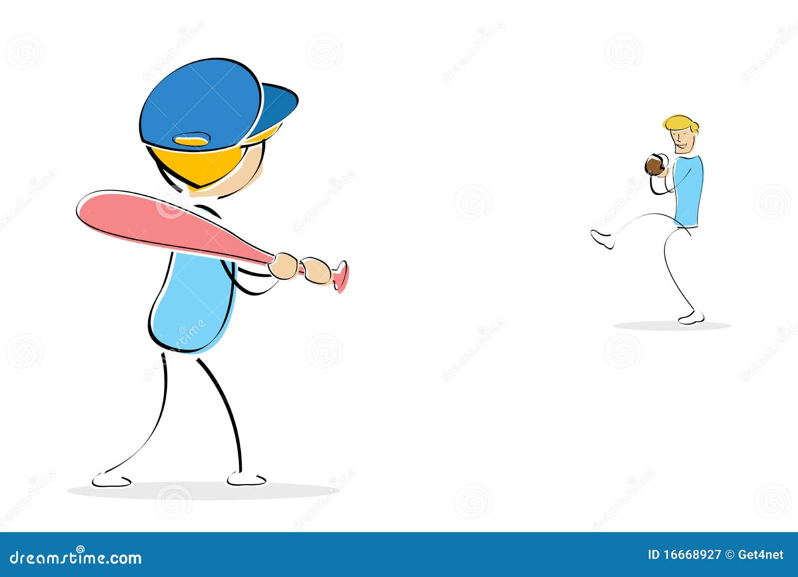 Little Boy Playing Baseball with His Father Stock Illustration