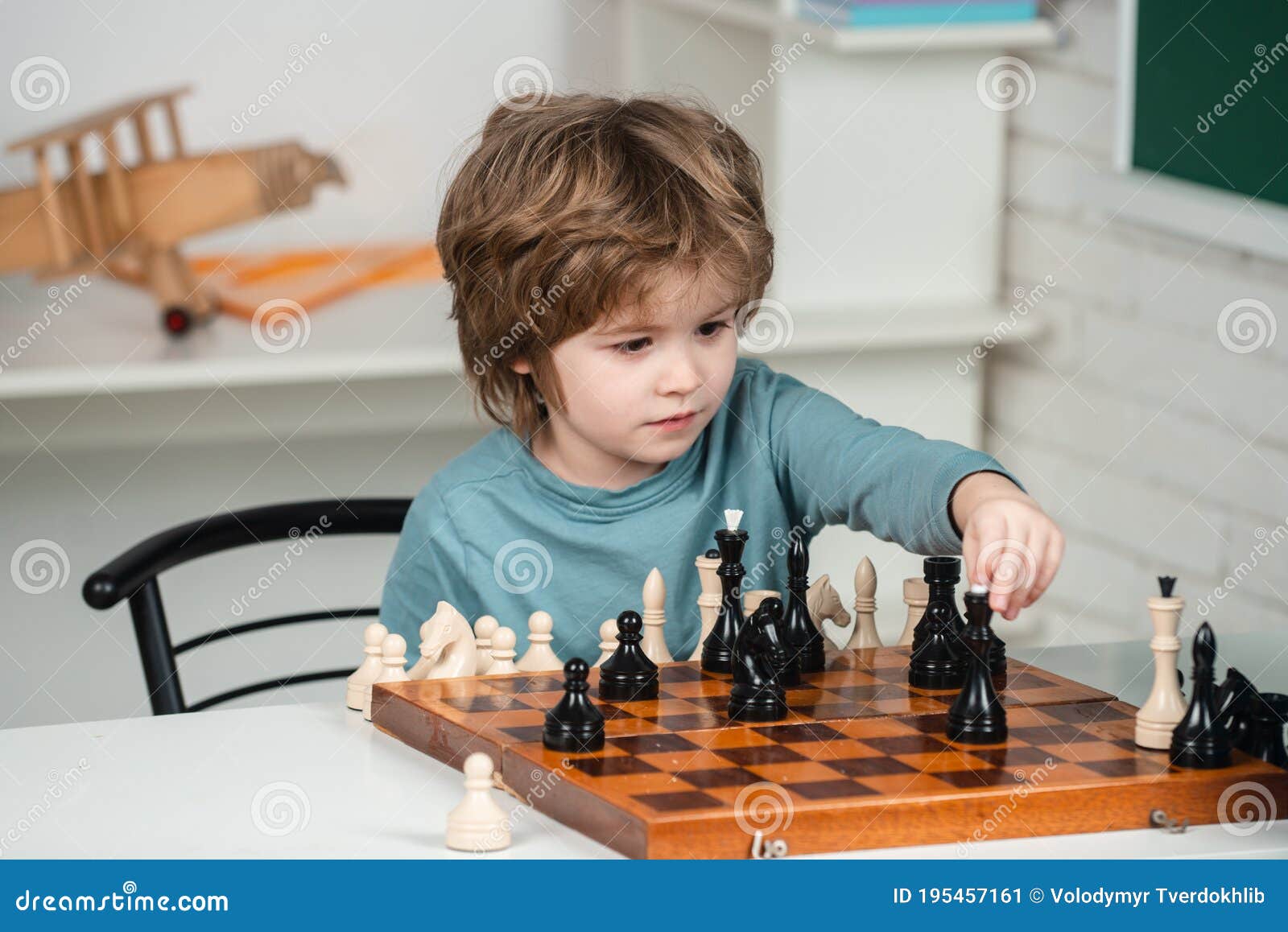 Little Clever Boy Playing Chess Online Stock Photo - Image of monitor,  home: 62046156